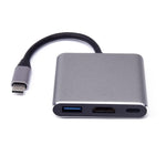 V125 Conversor 3 em 1 USB-C / Tipo-C Macho para PD + HDMI + USB 3.0 Fêmea, 3 em 1