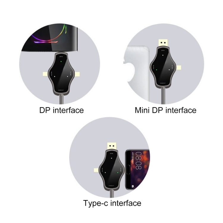 Cabo Adaptador de Vídeo D65A 1,8m DisplayPort Entrada & Mini DP Entrada & USB-C / Tipo-C Entrada para Saída HDMI 4K, D65A
