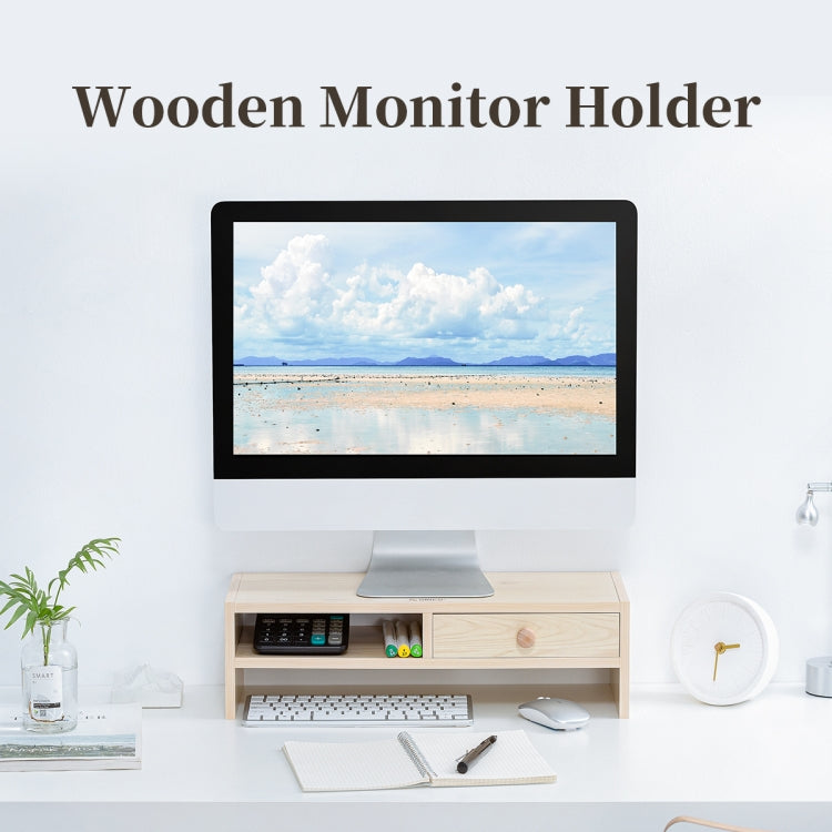 Suporte para monitor de computador com padrão de madeira ORICO MSR-04-WD-BP de 2 camadas com divisória, Tamanho: 50 x 20 x 13,5 cm, 2 camadas com divisória, Tamanho: 50 x 20 x 13,5 cm