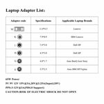 Adaptador de Energia para Portátil 65W USB-C / Tipo-C Conversor para Adaptador de Energia 6 em 1