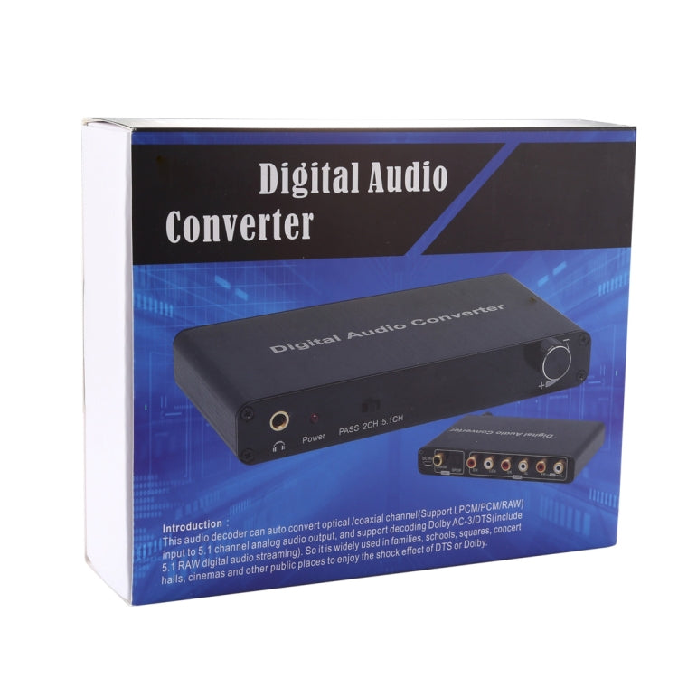 Decodificador Digital de Áudio 2CH com Conversor Óptico Toslink SPDIF Coaxial para Home Theater / PS4 / PS3 / XBOX360, Suporta Controlo de Volume, AC-3, DTS