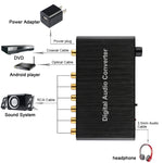 Decodificador Digital de Áudio 2CH com Conversor Óptico Toslink SPDIF Coaxial para Home Theater / PS4 / PS3 / XBOX360, Suporta Controlo de Volume, AC-3, DTS