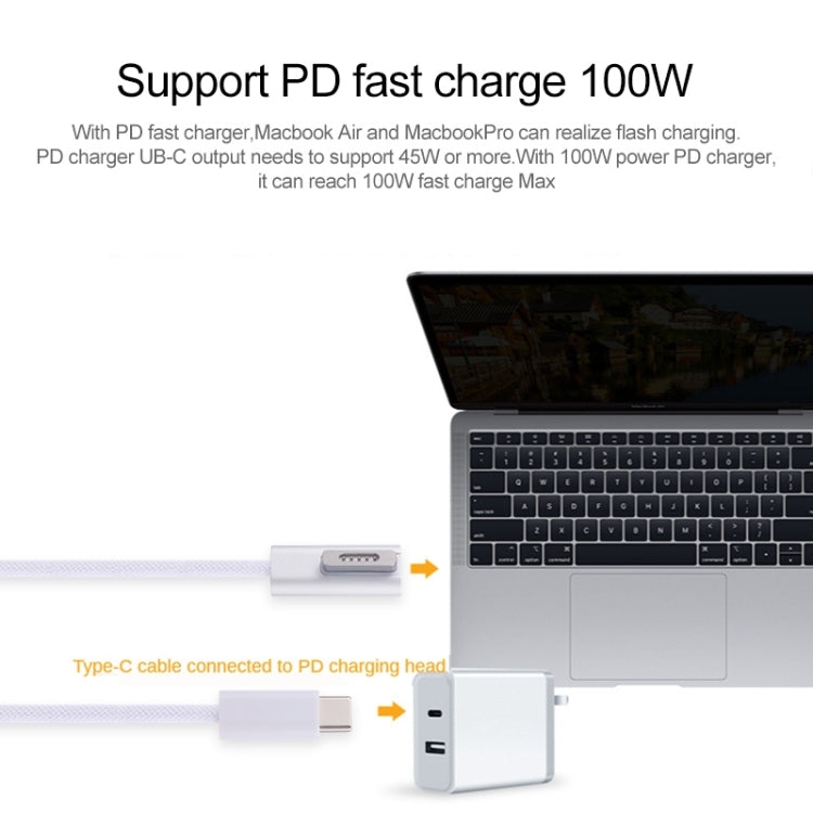 Cabo de Carregamento 45W / 60W / 65W / 85W 5 Pin MagSafe 2 (em T) para USB-C / Type-C PD, MagSafe 2