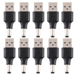 10 Unidades de Conector de Alimentação DC Macho 5,5 x 2,1mm para USB 2.0 Macho, 5,5 x 2,1mm
