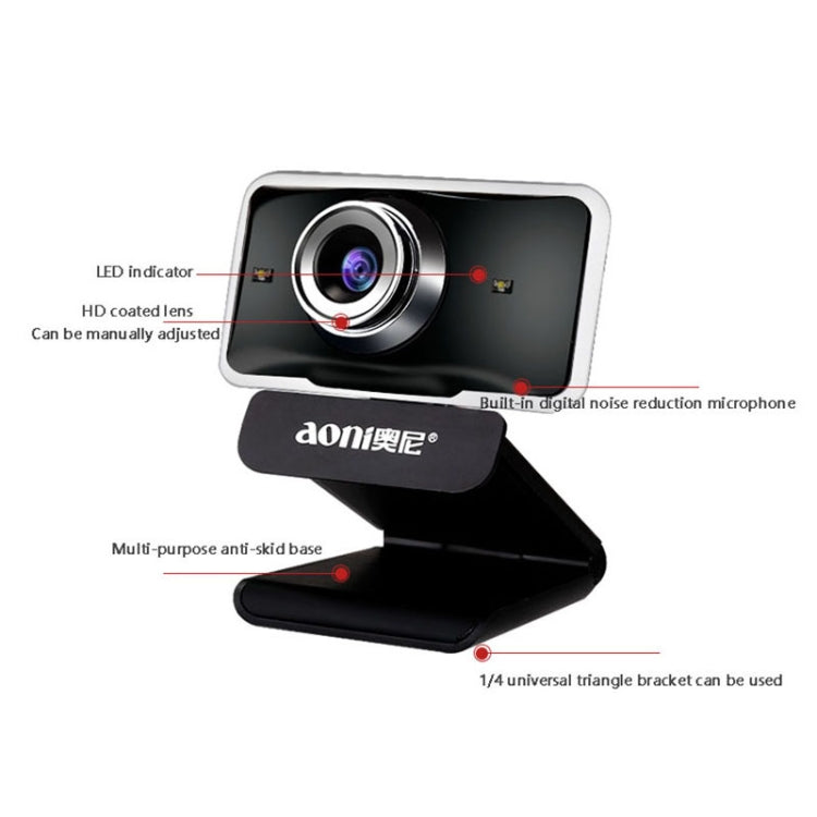 Webcam aoni C11 720P com Ângulo Largo de 150 graus, Foco Manual HD para Computador com Microfone, C11