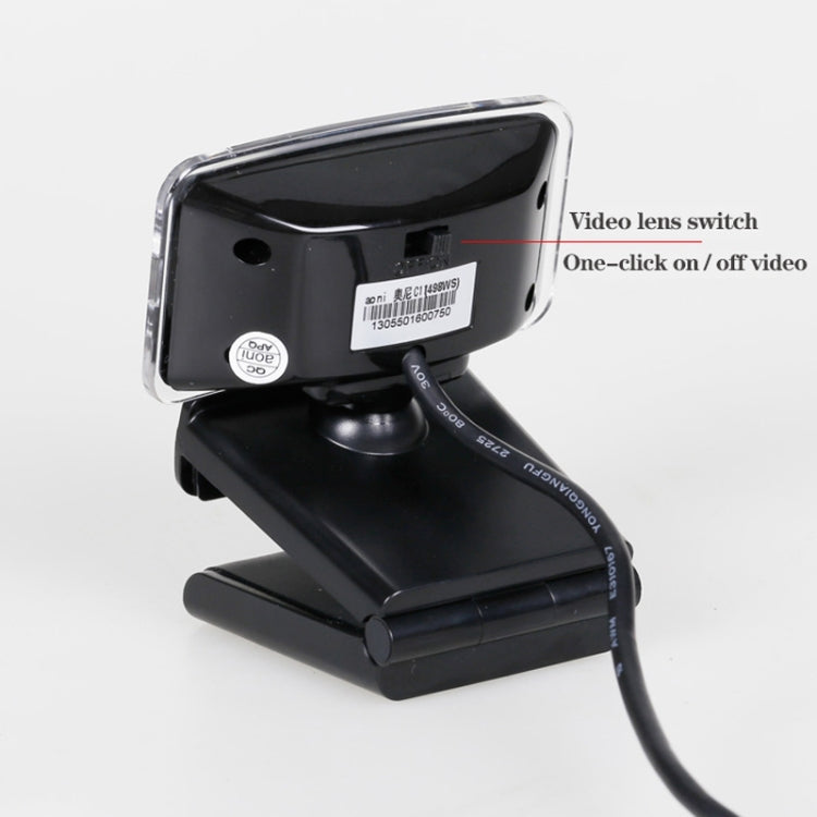Webcam aoni C11 720P com Ângulo Largo de 150 graus, Foco Manual HD para Computador com Microfone, C11