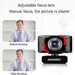 Webcam aoni C11 720P com Ângulo Largo de 150 graus, Foco Manual HD para Computador com Microfone, C11