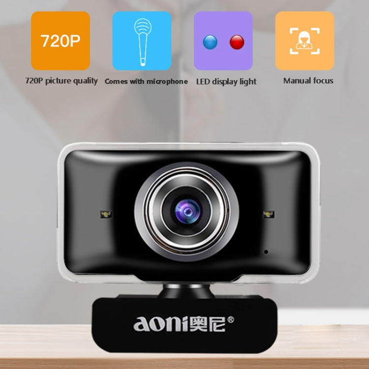 Webcam aoni C11 720P com Ângulo Largo de 150 graus, Foco Manual HD para Computador com Microfone, C11