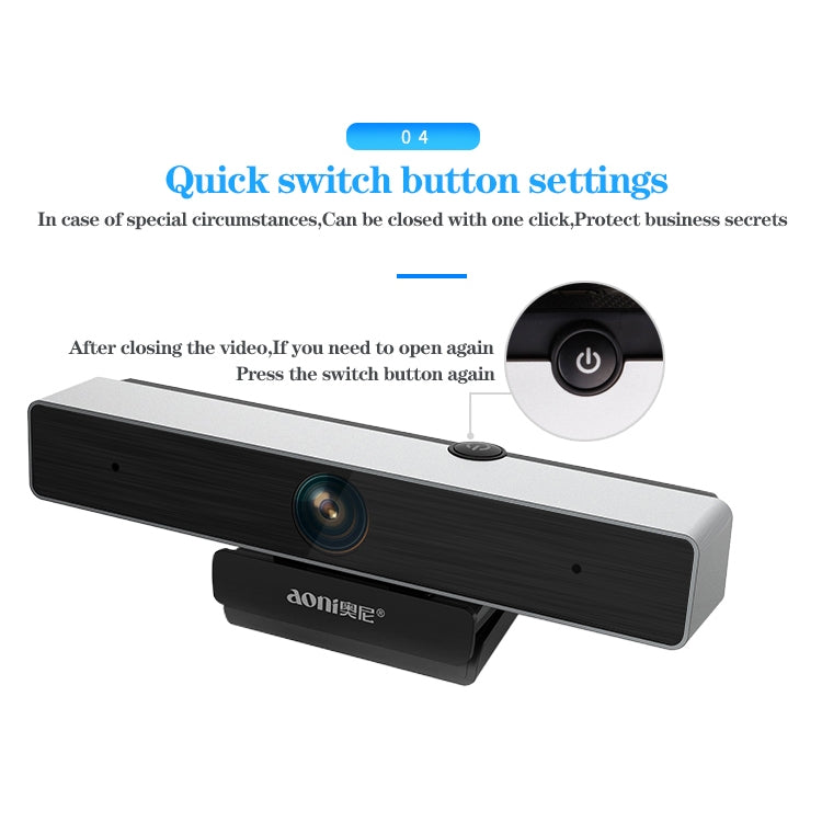 Webcam aoni C90 1080P HD Empresarial Inteligente para Computador com Microfone, C90