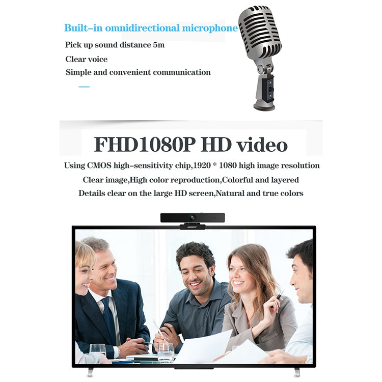 Webcam aoni C90 1080P HD Empresarial Inteligente para Computador com Microfone, C90