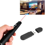Caneta Laser Sem Fios 2.4GHz para PowerPoint com USB Receptor, Caneta de Apresentação Multimédia Sem Fios para Virar Páginas, Distância de Controlo Remoto: 30m, 30m