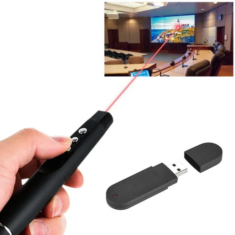 Caneta Laser Sem Fios 2.4GHz para PowerPoint com USB Receptor, Caneta de Apresentação Multimédia Sem Fios para Virar Páginas, Distância de Controlo Remoto: 30m, 30m