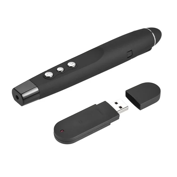 Caneta Laser Sem Fios 2.4GHz para PowerPoint com USB Receptor, Caneta de Apresentação Multimédia Sem Fios para Virar Páginas, Distância de Controlo Remoto: 30m, 30m