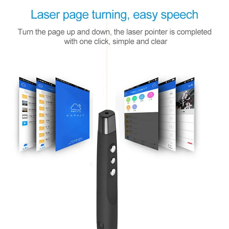 Caneta Laser Sem Fios 2.4GHz para PowerPoint com USB Receptor, Caneta de Apresentação Multimédia Sem Fios para Virar Páginas, Distância de Controlo Remoto: 30m, 30m