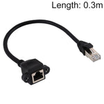 Cabo de Extensão com Trava de Parafuso RJ45 Fêmea para Macho CATE5 para Montagem em Painel de Rede, Comprimento: 0,3m, 0,3m