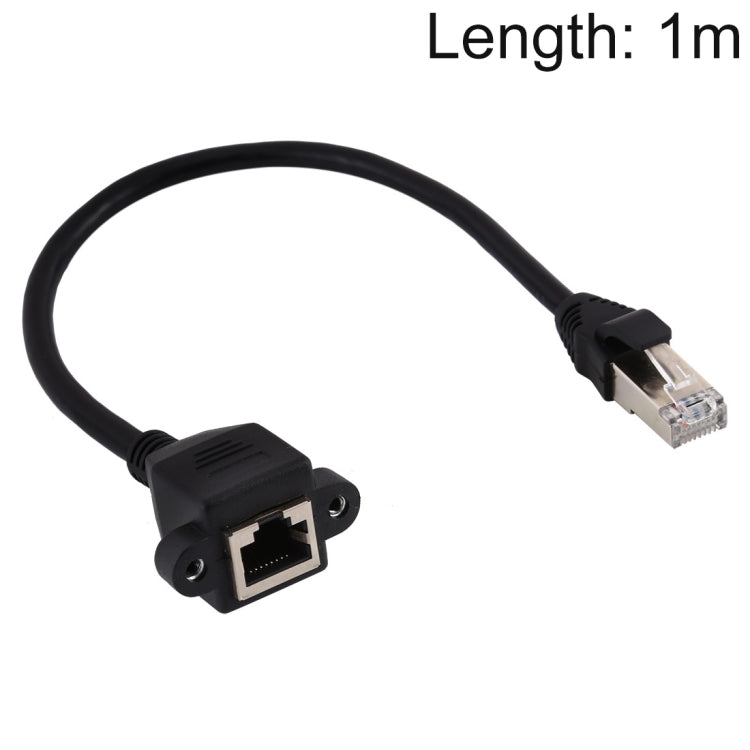Cabo Extensor com Trava de Parafuso para Montagem em Painel de Rede CAT6E RJ45 Fêmea para Macho, Comprimento: 1m