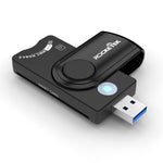 Leitor de Cartões Multifuncional ROCKETEK CR310 USB 3.0 + Cartão TF + Cartão SD + Cartão SIM + Cartão Inteligente, USB 3.0