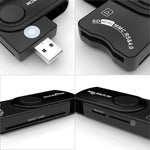 Leitor de Cartões Multifuncional ROCKETEK CR310 USB 3.0 + Cartão TF + Cartão SD + Cartão SIM + Cartão Inteligente, USB 3.0