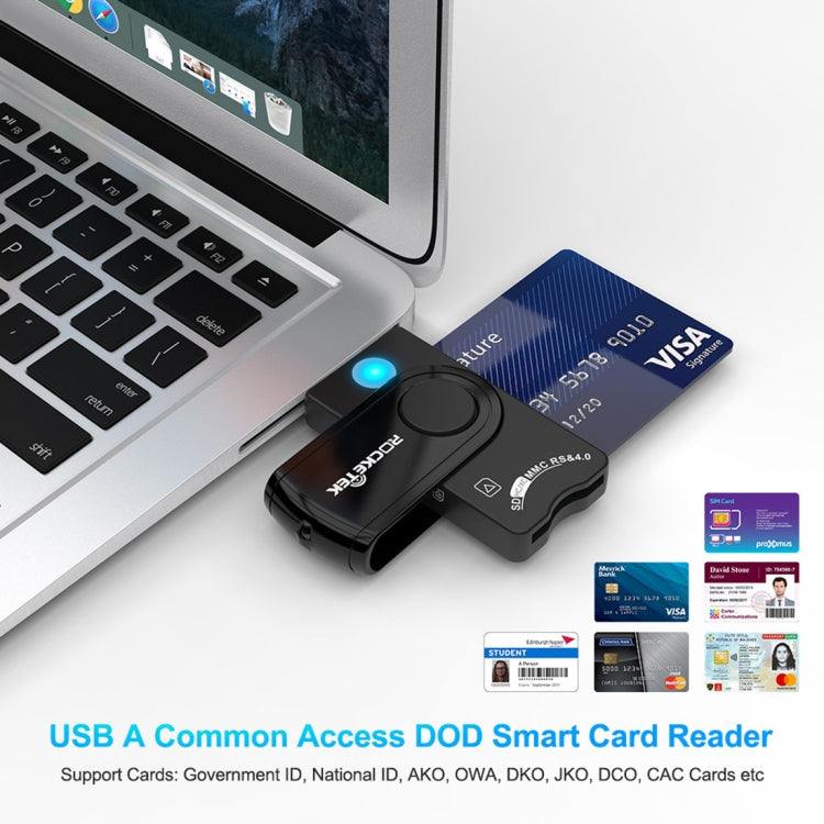 Leitor de Cartões Multifuncional ROCKETEK CR310 USB 3.0 + Cartão TF + Cartão SD + Cartão SIM + Cartão Inteligente, USB 3.0