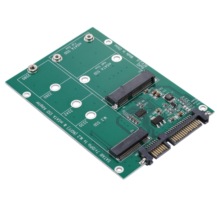 Adaptador Conversor M.2 NGFF & mSATA SSD para SATA III 7+15 Pinos, SSD para SATA III