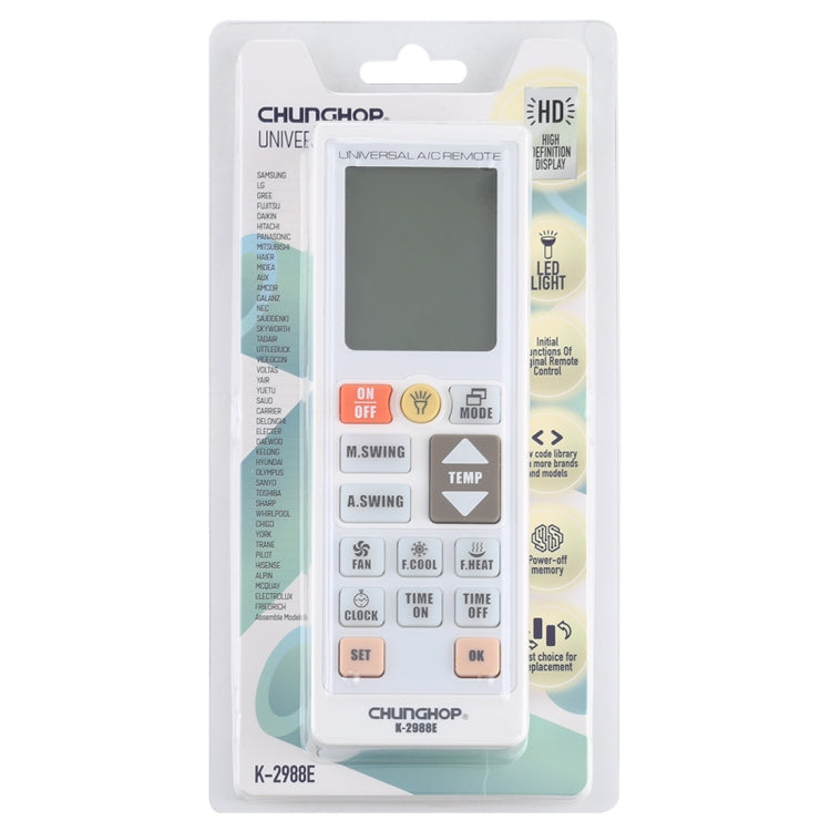 Comando Universal Chunghop K-2988E para Ar Condicionado com Lanterna