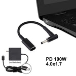 Cabo com Trança de Nylon Adaptador PD 100W 18.5-20V 4.0 x 1.35mm Cotovelo para USB-C / Type-C