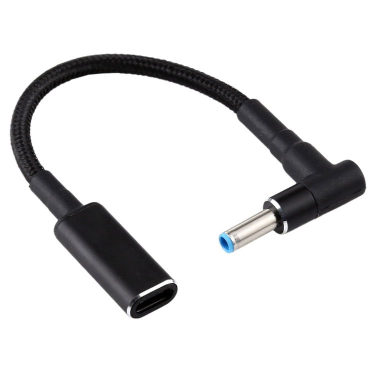 Adaptador PD 100W 18.5-20V 4.5 x 0.6mm em ângulo para USB-C / Type-C Cabo de Nylon Trançado para HP, 4.5 x 0.6mm
