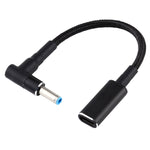 Adaptador PD 100W 18.5-20V 4.5 x 0.6mm em ângulo para USB-C / Type-C Cabo de Nylon Trançado para HP, 4.5 x 0.6mm