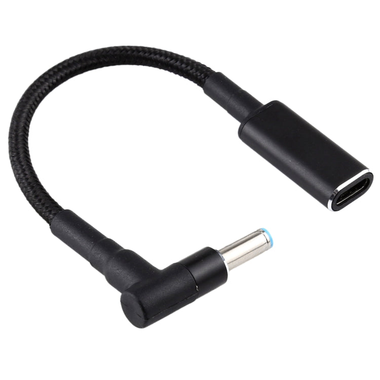 Adaptador PD 100W 18.5-20V 4.5 x 0.6mm em ângulo para USB-C / Type-C Cabo de Nylon Trançado para HP, 4.5 x 0.6mm