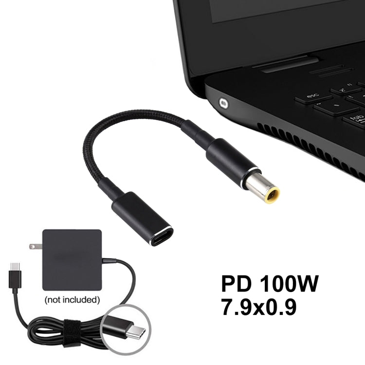 Adaptador PD 100W 18.5-20V 7.9 x 0.9mm para USB-C / Type-C Cabo de Nylon Trançado