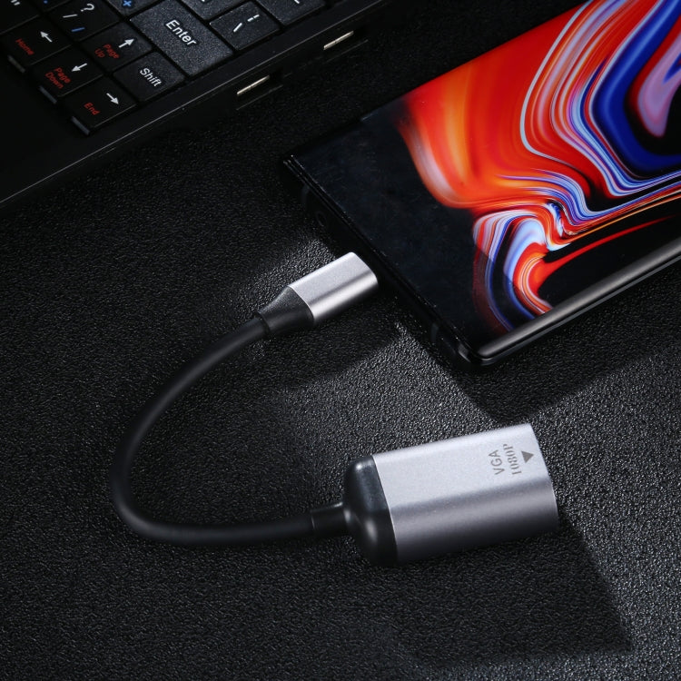 Cabo Adaptador de Ligação VGA Fêmea 1080P para Type-C / USB-C Macho, VGA Fêmea para Type-C Macho