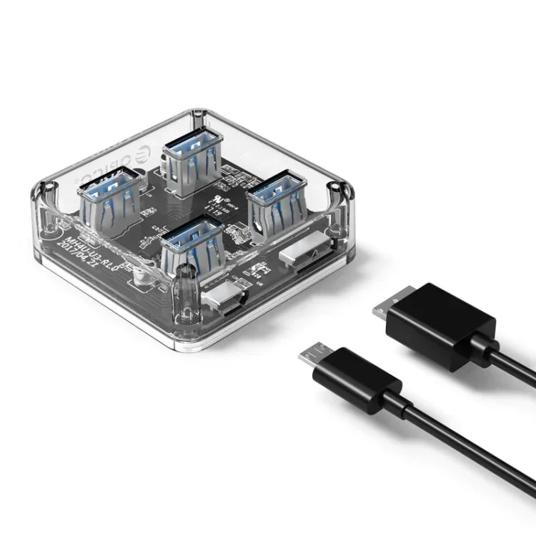 ORICO MH4U-100 Hub de Secretária Transparente USB 3.0 com Cabo Micro USB de 100cm, MH4U-100