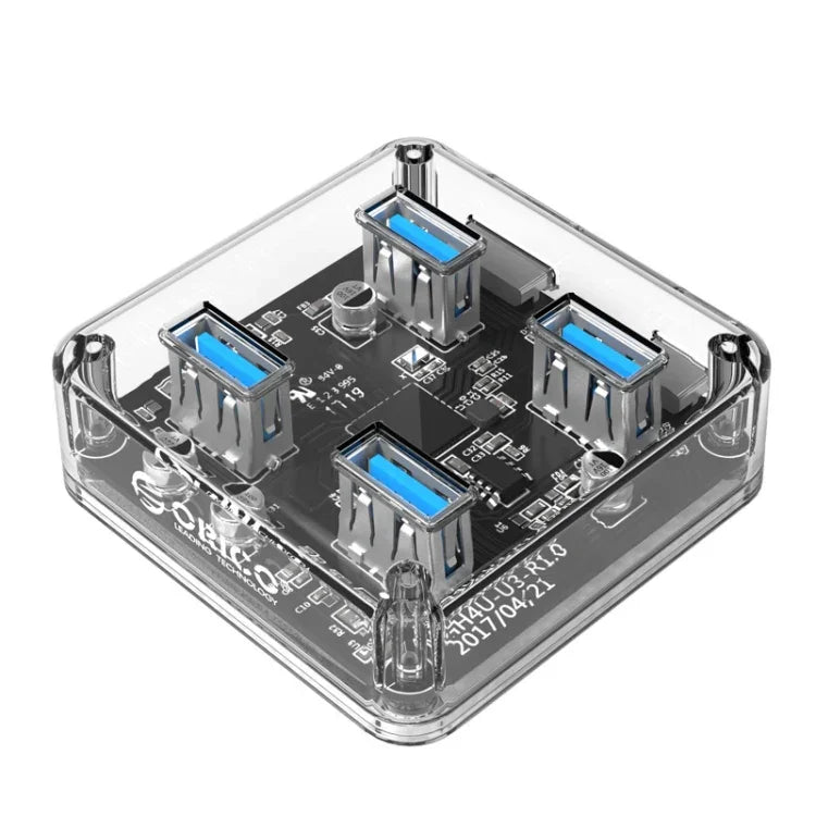 ORICO MH4U-100 Hub de Secretária Transparente USB 3.0 com Cabo Micro USB de 100cm, MH4U-100