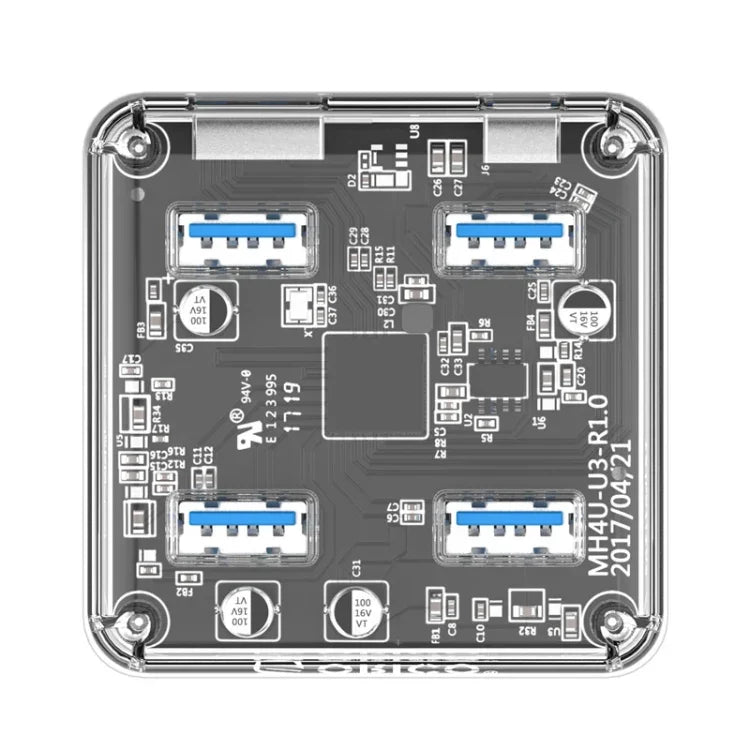 ORICO MH4U-100 Hub de Secretária Transparente USB 3.0 com Cabo Micro USB de 100cm, MH4U-100