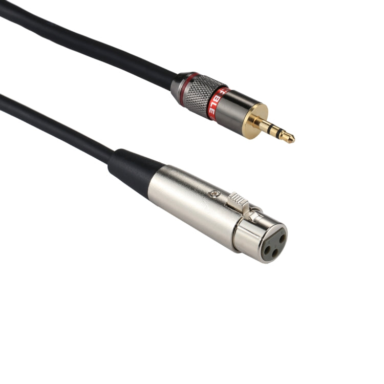 Cabo Adaptador de Conector de Áudio Metal Head 3,5mm Macho para XLR CANNON Fêmea de Alumínio com 3 Pinos, Comprimento Total: cerca de 35cm, 3 Pinos Fêmea