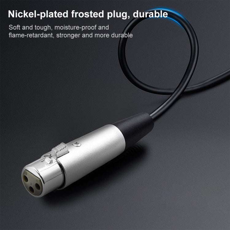 Cabo Adaptador de Conector de Áudio Metal Head 3,5mm Macho para XLR CANNON Fêmea de Alumínio com 3 Pinos, Comprimento Total: cerca de 35cm, 3 Pinos Fêmea