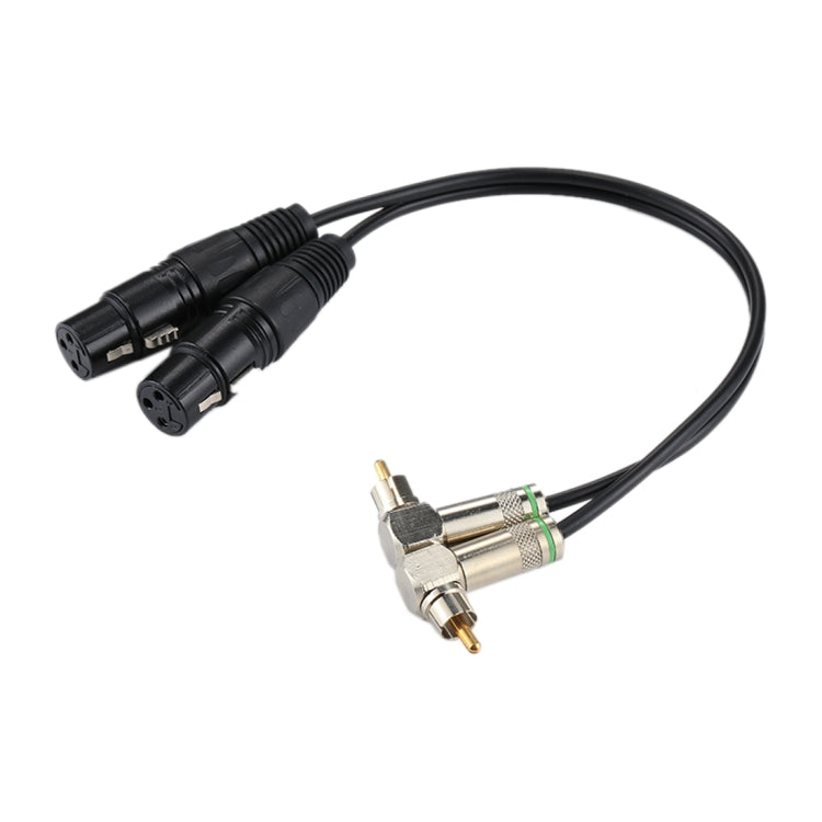 Cabo Adaptador de Conector de Áudio 2 RCA Macho em Cotovelo para 2 x XLR CANNON Fêmea com 3 Pinos para Microfone / Equipamento de Áudio, Comprimento Total: cerca de 34cm, 2 RCA Macho em Cotovelo