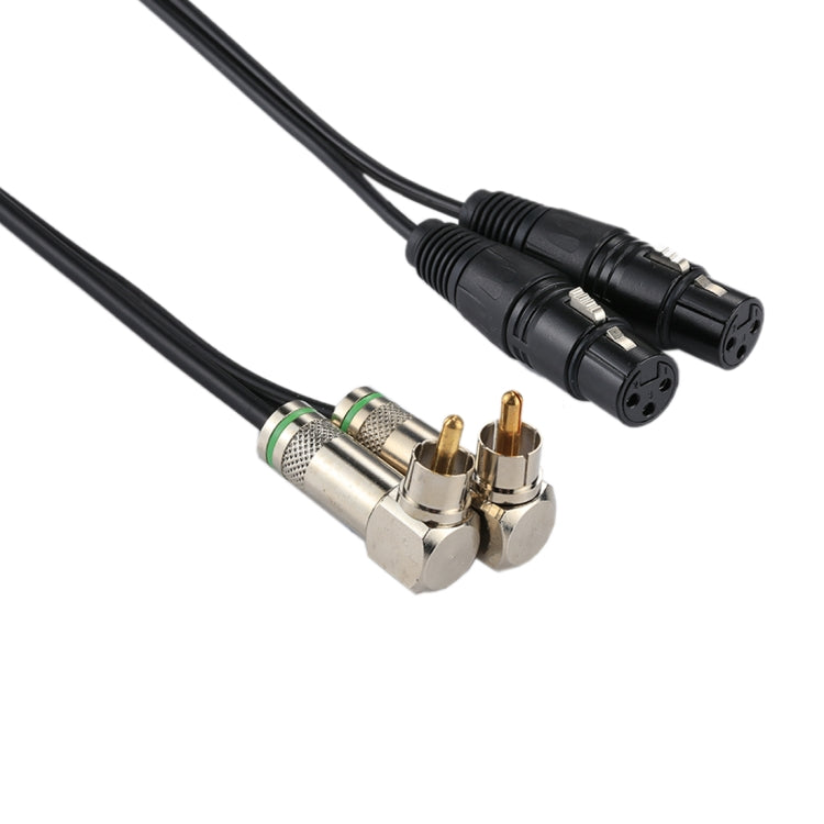 Cabo Adaptador de Conector de Áudio 2 RCA Macho em Cotovelo para 2 x XLR CANNON Fêmea com 3 Pinos para Microfone / Equipamento de Áudio, Comprimento Total: cerca de 34cm, 2 RCA Macho em Cotovelo