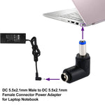 Adaptador de Energia Conector DC 4506 Macho para DC 7406 Fêmea para Portátil HP, Cotovelo de 90 Graus, DC 5521 Macho para Fêmea