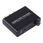 Conversor DAC 192KHz HD HIFI Óptico para RCA+3.5mm Auscultadores Canal 5.1 com Controlo de Volume, DAC 192KHz