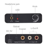 Conversor DAC 192KHz HD HIFI Óptico para RCA+3.5mm Auscultadores Canal 5.1 com Controlo de Volume, DAC 192KHz