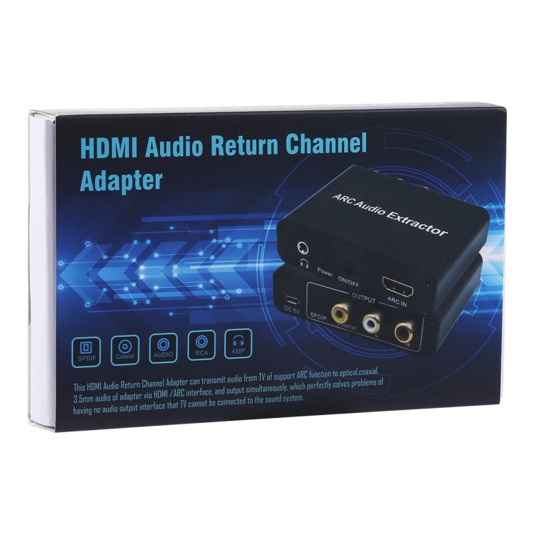 Extrator de Áudio ARC 192KHz Adaptador HDMI ARC para SPDIF + Coaxial + L/R Conversor Canal de Retorno de Áudio, 192KHz ARC
