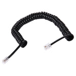 Cabo Extensor Telefónico RJ11 Macho para Macho de 4 Núcleos Estilo Mola, Comprimento Esticado: 2m (Preto), Comprimento: 2m