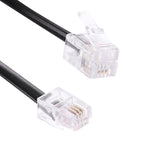 Cabo Extensor Telefónico RJ11 Macho para Macho de 4 Núcleos Estilo Mola, Comprimento Esticado: 2m (Preto), Comprimento: 2m