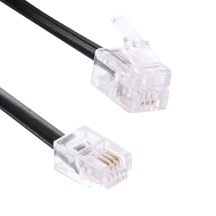 Cabo Extensor Telefónico RJ11 Macho para Macho de 4 Núcleos Estilo Mola, Comprimento Esticado: 2m (Preto), Comprimento: 2m