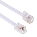 Cabo Extensão Telefónica RJ11 Macho para Macho de 4 Núcleos Estilo Mola, Comprimento Esticado: 3m (Branco), Comprimento: 3m