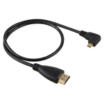 Cabo adaptador HDMI 4K macho de 50cm para Micro HDMI macho com ângulo esquerdo e conector banhado a ouro, 50cm esquerdo