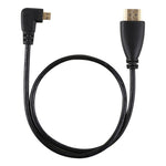 Cabo adaptador HDMI 4K macho de 50cm para Micro HDMI macho com ângulo esquerdo e conector banhado a ouro, 50cm esquerdo