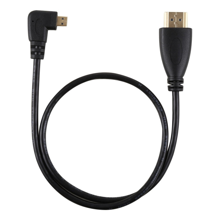 Cabo adaptador HDMI 4K macho de 50cm para Micro HDMI macho com ângulo esquerdo e conector banhado a ouro, 50cm esquerdo