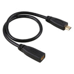 Cabo adaptador conector Micro HDMI fêmea para macho 30cm 1080P com revestimento dourado